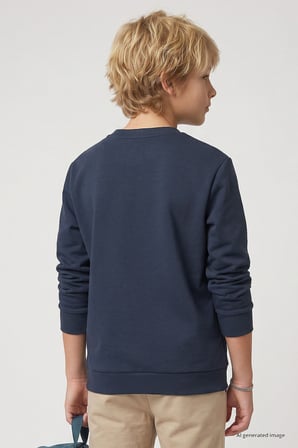 Petrol Standart Fit Baskılı O Yaka Erkek Çocuk Sweatshirt - 11322