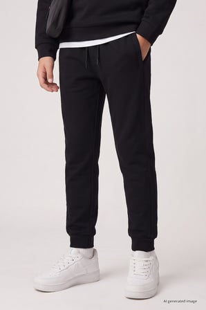 Siyah Standart Fit Basic Dikiş Detaylı Erkek Çocuk Eşofman Takım - 11325