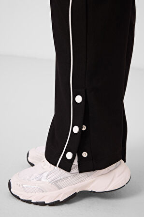 Siyah Geniş Paça Çıt Çıt Detaylı Kız Çocuk Palazzo Pantolon - 75199