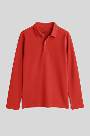 Coral Polo Yaka Basic Uzun Kollu Erkek Çocuk T-Shirt - 11170