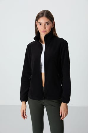 Rahat Form Dik Yaka 2li Paket Siyah-Koyu Bej Kadın Polar Sweatshirt - 97173