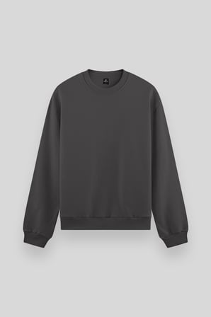 Standart Fit Basic O Yaka 2li Paket Koyu Gri-Taş Erkek Sweatshirt - 88053