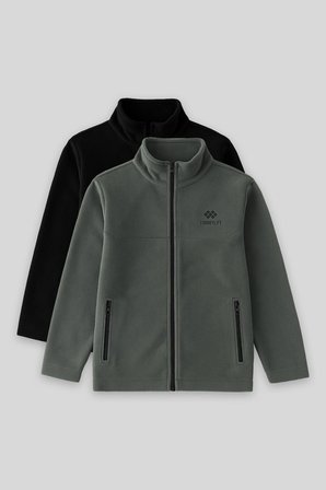 Standart Fit 2li Paket Siyah-Haki Erkek Çocuk Polar Sweatshirt - 11223