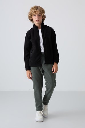 Standart Fit 2li Paket Siyah-Haki Erkek Çocuk Polar Sweatshirt - 11223