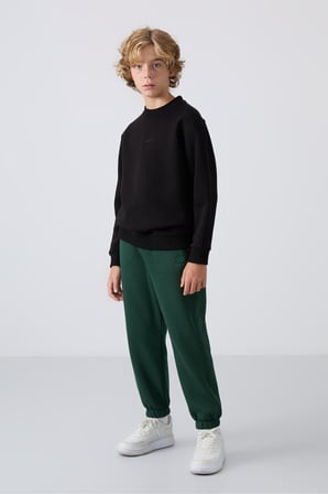 Standart Fit 2li Paket Siyah-Gri Melanj Erkek Çocuk Sweatshirt - 11232