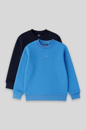 Standart Fit 2li Paket Lacivert-Saks Erkek Çocuk Sweatshirt - 11232