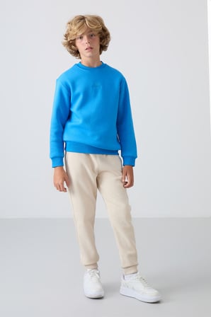 Standart Fit 2li Paket Lacivert-Saks Erkek Çocuk Sweatshirt - 11232