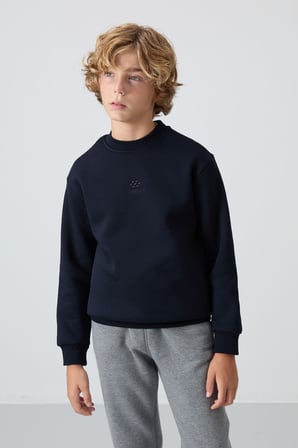 Standart Fit 2li Paket Lacivert-Saks Erkek Çocuk Sweatshirt - 11232