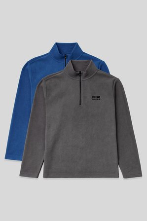 Standart Kalıp Dik Yaka 2li Paket Koyu Gri-Parlament Erkek Polar Sweatshirt - 88310