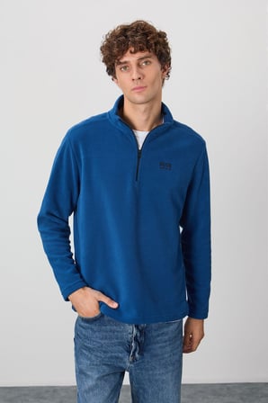 Standart Kalıp Dik Yaka 2li Paket Koyu Gri-Parlament Erkek Polar Sweatshirt - 88310