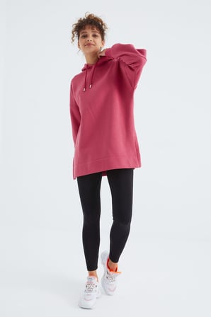 Oversize Kapüşonlu 2li Paket Ekru-Yaban Gülü Kadın Tunik Sweatshirt - 97242
