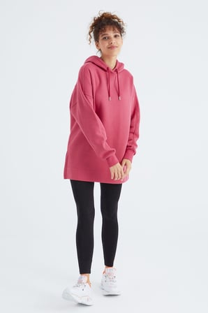 Oversize Kapüşonlu 2li Paket Ekru-Yaban Gülü Kadın Tunik Sweatshirt - 97242