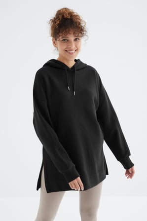 Oversize Kapüşonlu 2li Paket Siyah-Çağla Kadın Tunik Sweatshirt - 97242