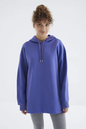 Oversize Kapüşonlu 2li Paket Siyah-Eflatun Kadın Tunik Sweatshirt - 97242