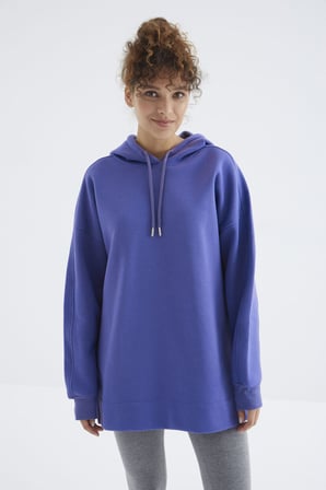 Oversize Kapüşonlu 2li Paket Siyah-Eflatun Kadın Tunik Sweatshirt - 97242