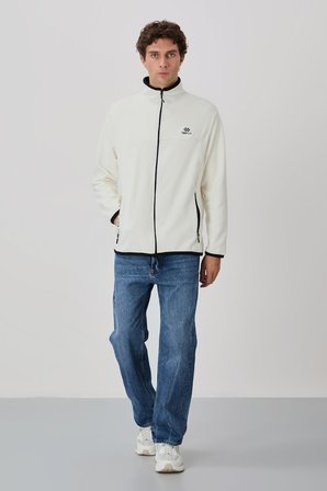 Standart Kalıp Dik Yaka 2li Paket Petrol-Ekru Erkek Polar Sweatshirt - 87992