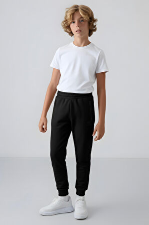 Standart Fit Basic 2li Paket Siyah-Koyu Bej Erkek Çocuk Eşofman Alt - 64042