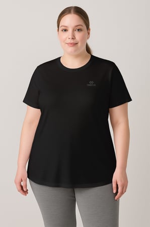 Rahat Form 3lü Paket Siyah-Beyaz-Haki Battal Kadın T-Shirt - 97308
