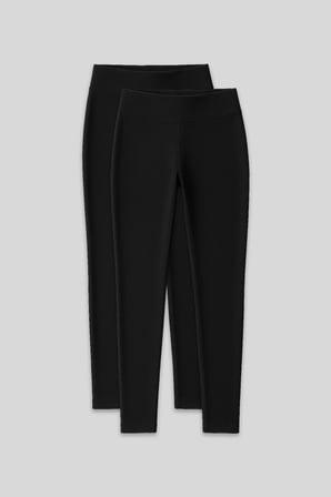 Slim Fit 2li Paket Siyah Termal Kadın Tayt - 94577