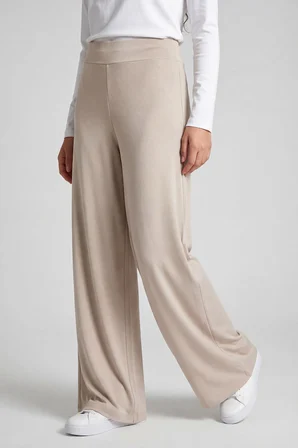 Bej Comfort Fit Geniş Paça Korsajlı Palazzo Kadın Pantolon - 94681