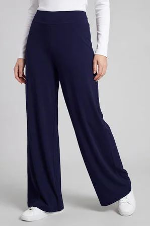 Koyu Mor Comfort Fit Geniş Paça Korsajlı Palazzo Kadın Pantolon - 94681
