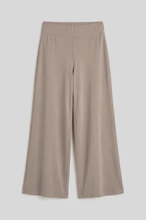 Koyu Bej Comfort Fit Geniş Paça Korsajlı Palazzo Kadın Pantolon - 94681