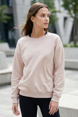 Basic Oversıze O Yaka 3lü Paket Koyu Gri-Bej- Yaban Gülü Kadın Sweatshirt - 97053