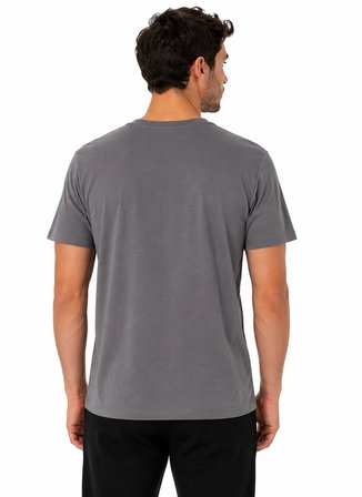 Tommy Life Erkek Koyu Gri Bisiklet Yaka Tshirt