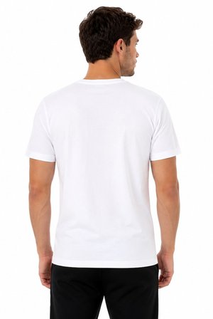 Tommy Life Erkek Beyaz Bisiklet Yaka Tshirt