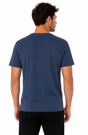 Tommy Life Erkek Mavi Bisiklet Yaka Tshirt 88498