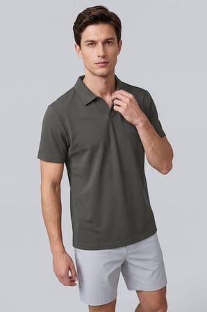 Haki Rahat Form Yumuşak Dokulu Polo Yaka Erkek T-Shirt - 88496