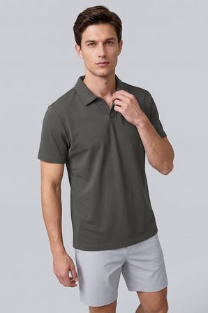Haki Rahat Form Yumuşak Dokulu Polo Yaka Erkek T-Shirt - 88496