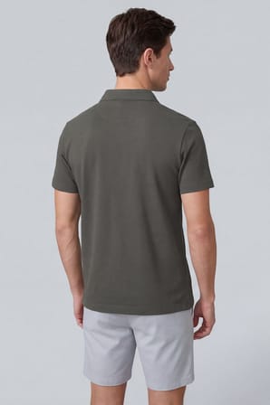 Haki Rahat Form Yumuşak Dokulu Polo Yaka Erkek T-Shirt - 88496