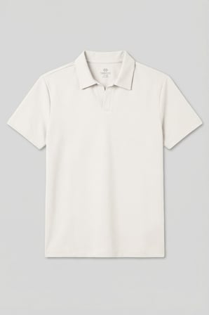 Ekru Rahat Form Yumuşak Dokulu Polo Yaka Erkek T-Shirt - 88496