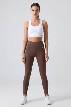Kahverengi Standart Fit Esnek Spor Performans Kadın Topuklu Tayt - 94685