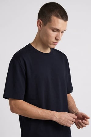 Lacivert Oversize Fit Basic Erkek Şort Takım - 85292