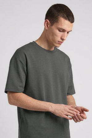 Haki Oversize Fit Basic Erkek Şort Takım - 85292