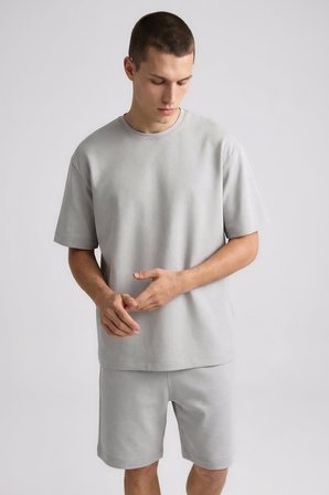 Taş Oversize Fit Basic Erkek Şort Takım - 85292
