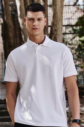 Standart Fit Basic Polo Yaka 2li Paket Beyaz Erkek T-Shirt - 87768