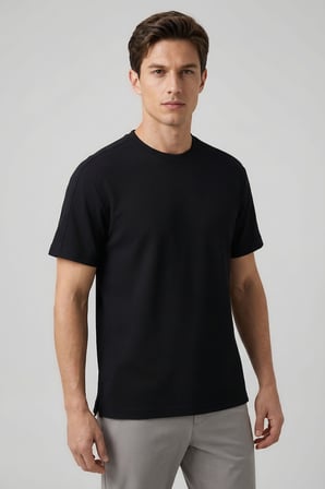 Rahat Form O Yaka 3lü Paket Siyah-Haki-Lacivert Erkek T-Shirt - 88495