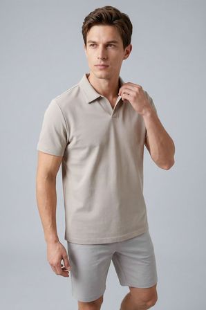 Rahat Form Polo Yaka 2li Paket Haki-Bej Erkek T-Shirt - 88496