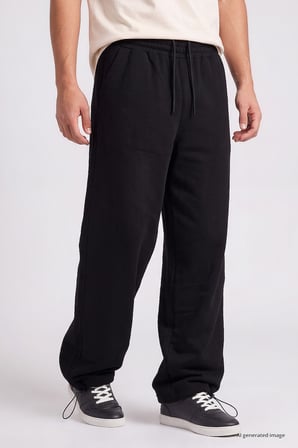 Siyah Lastikli Erkek Baggy Eşofman Alt - 82200