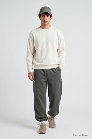Haki Lastikli Erkek Baggy Eşofman Alt - 82200