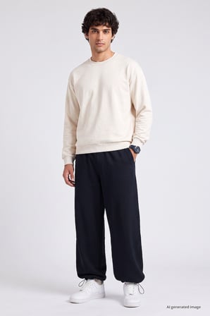 Lacivert Lastikli Erkek Baggy Eşofman Alt - 82200