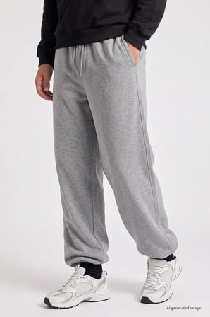 Gri Melanj Lastikli Erkek Baggy Eşofman Alt - 82200