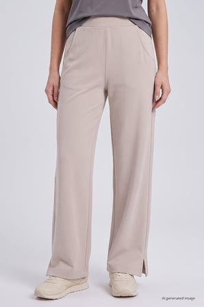 Bej Geniş Paça Pileli Kadın Pantolon - 94688