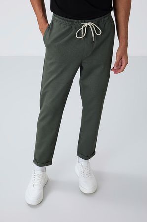 Haki Yüzeyi Dokulu Standart Fit Erkek Eşofman Alt - 82154