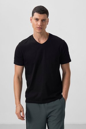 Standart Fit Basic V Yaka  5li Paket Siyah Erkek T-Shirt  87912