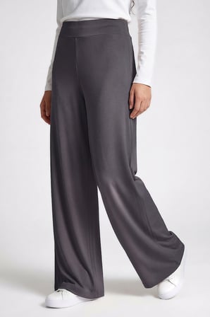 Koyu Gri Comfort Fit Geniş Paça Korsajlı Palazzo Kadın Pantolon - 94681