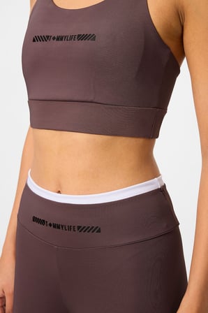 Kahverengi Esnek Standart Fit Performans Kadın Tayt Takım - 95333